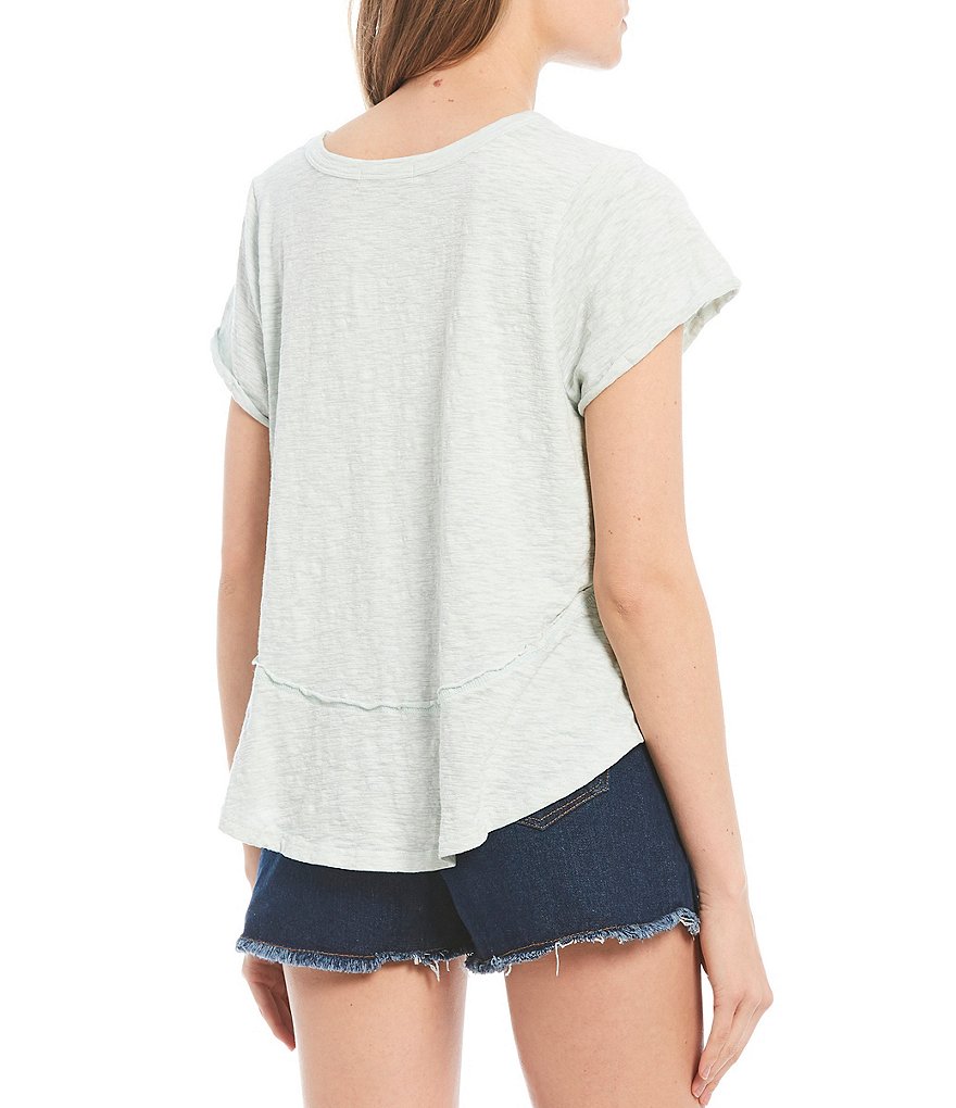C&V Chelsea & Violet High Low Cap Sleeve Knit Tee