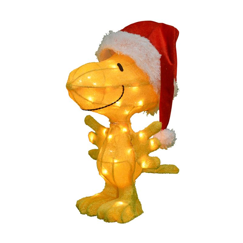 Productworks 18-Inch Pre-Lit 3D Peanuts Woodstock In Santa Hat Christmas Yard Decoration, 35 Lights