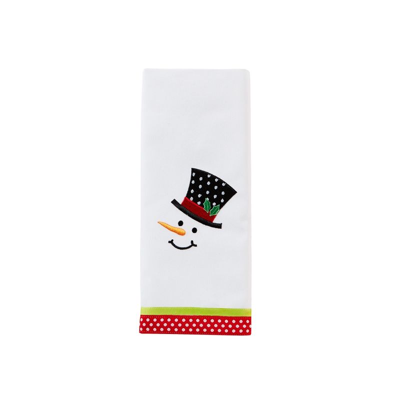 SKL Home Snowman Face Embroidered Design Cute 2-Piece Twill Dish Towel Set 16x26", Multi