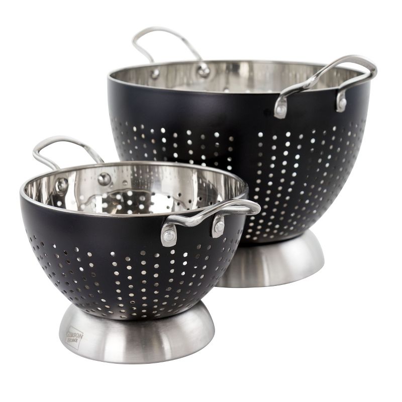 Gibson Home 2 Piece Crossen Stainless Steel Colander Set in Black