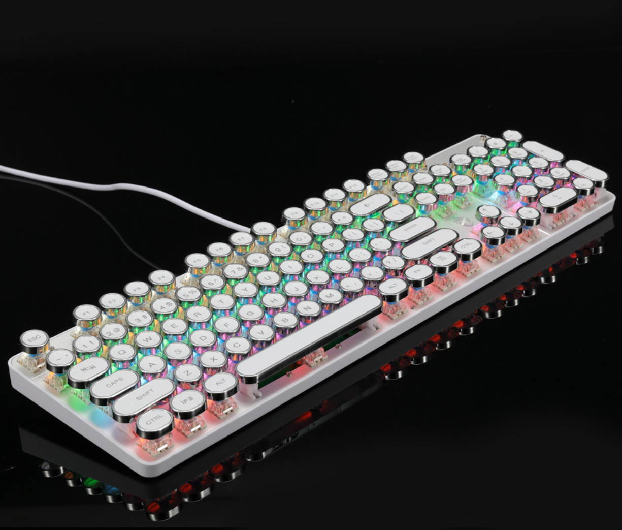 Mechanical Gaming Keyboard with RGB Backlit Blue Switch 104 Keys Anti-Ghosting Mechanical Gaming Keyboard, Retro Keycaps Light Up Keyboard, Metal Panel Wired USB for PC and Laptop