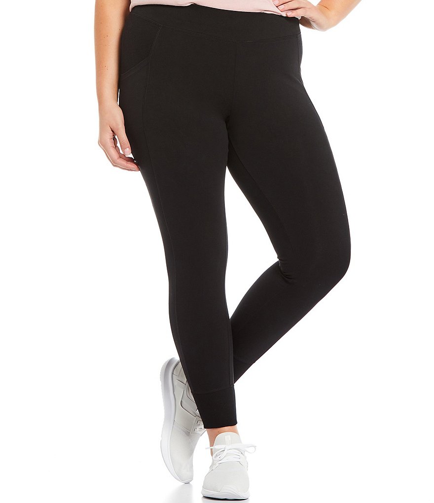 Intro Plus Size Splash Tie Dye Loop Strap Hem Detail 7/8 Ankle Pull-On Leggings