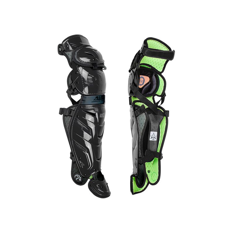 All-Star Sports LG40WPRO SBK S7 Axis Pro Adult Baseball Catcher Leg Guards Protective Gear with LINQ Hinge System and D3O Padding, Black