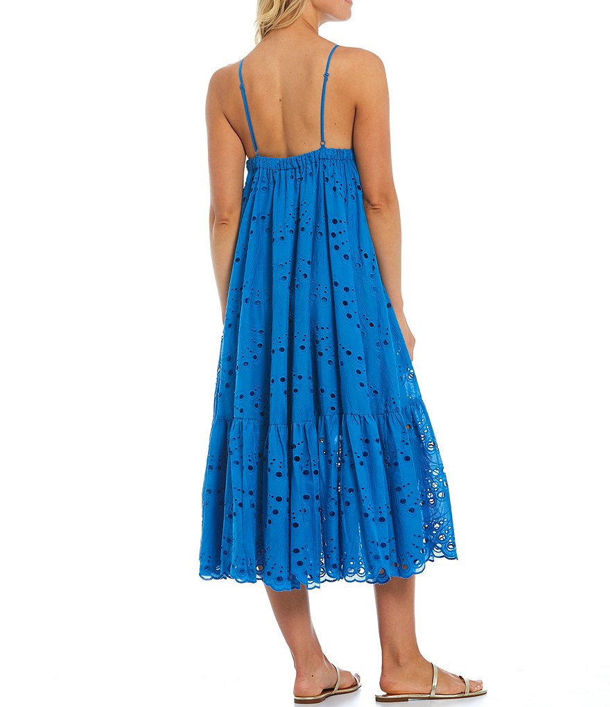 Belle Badgley Mischka Donna Eyelet Sleeveless Swing Maxi Dress