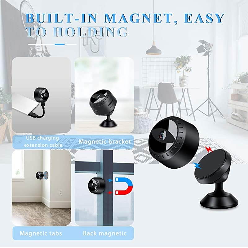 Mini Spy Hidden Camera,  1080P Full HD Wireless WiFi Security Video Camera with Night Vision and Motion Detection, Portable Tiny Nanny Cam with Monitor Phone App for Car Indoor Outdoor Home