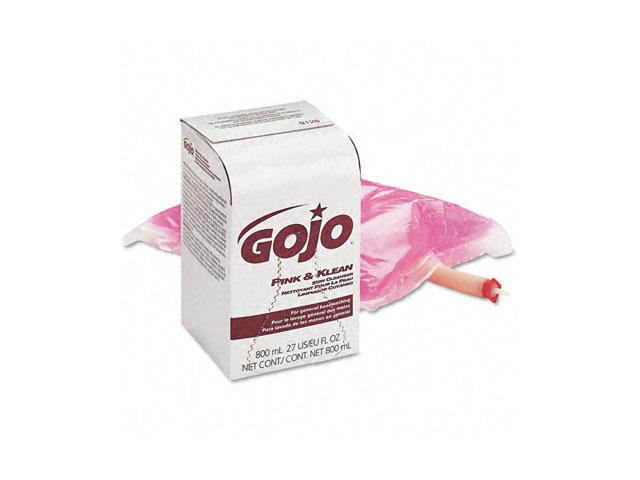 GOJO 9128-12EA Pink & Klean Skin Cleanser 800-ml Bag-in-Dispenser Refill, Floral