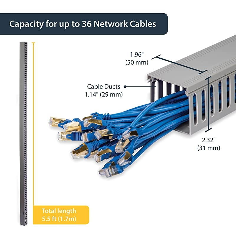 com Server Rack Cable Management 2x2in Open Slot Network Data Cable Raceway Finger Duct Cable Management w Cover AD2X2
