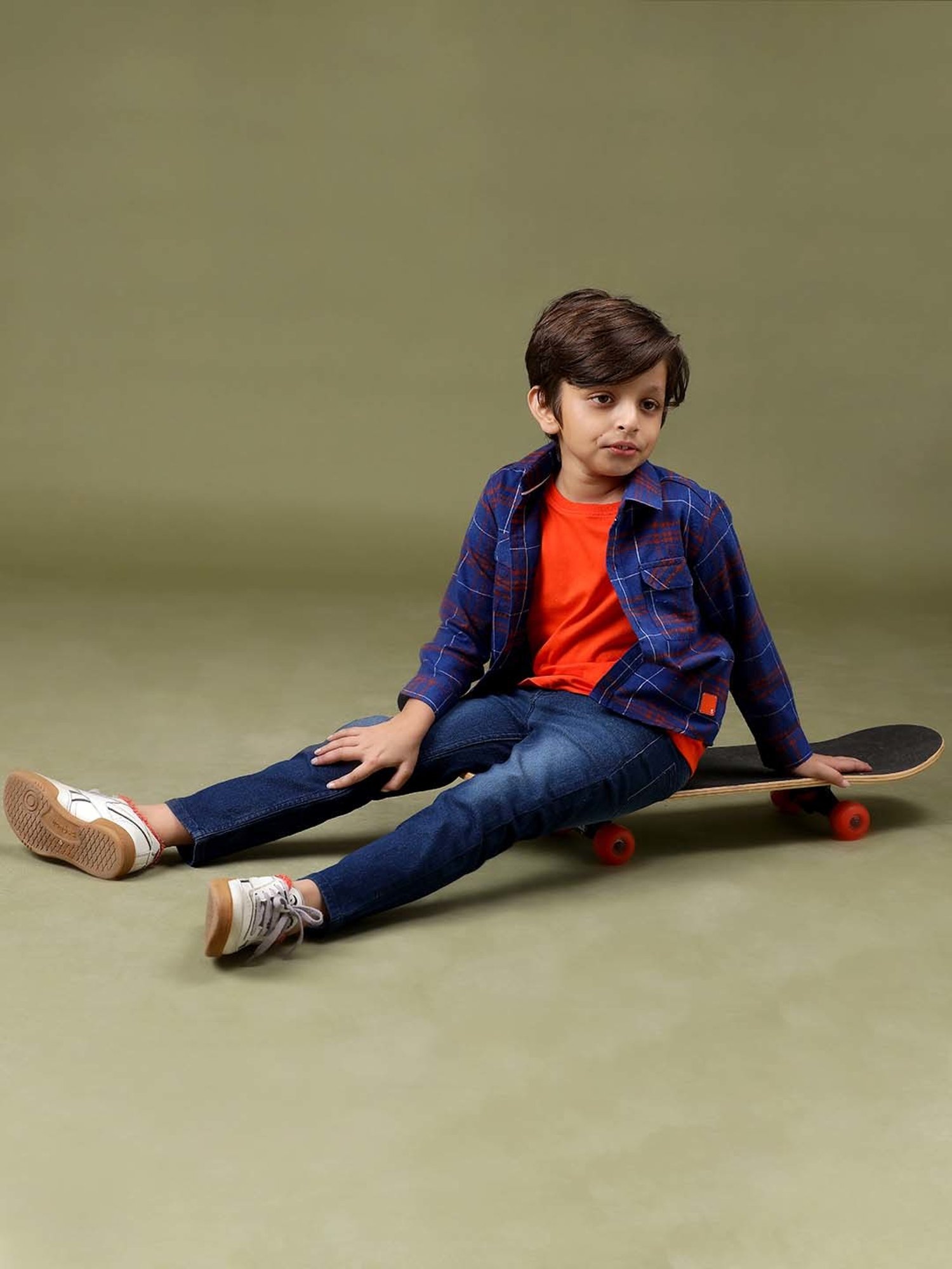 Tales & Stories Kids Royal Blue Chequered Full Sleeves Shirt