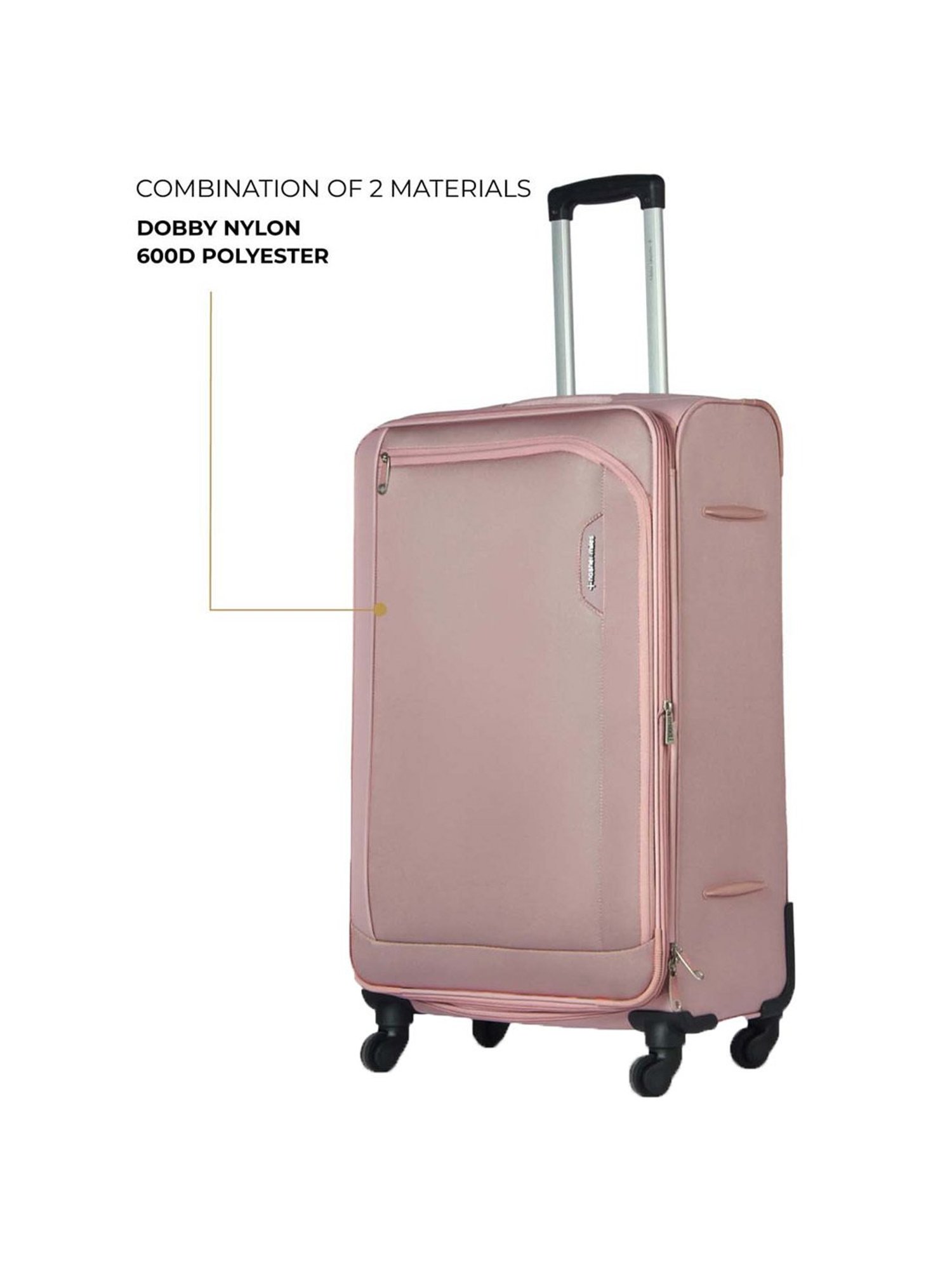 Nasher Miles Dallas Expander soft-sided Polyester Cabin  Pink 20 inch |55cm Trolley bag