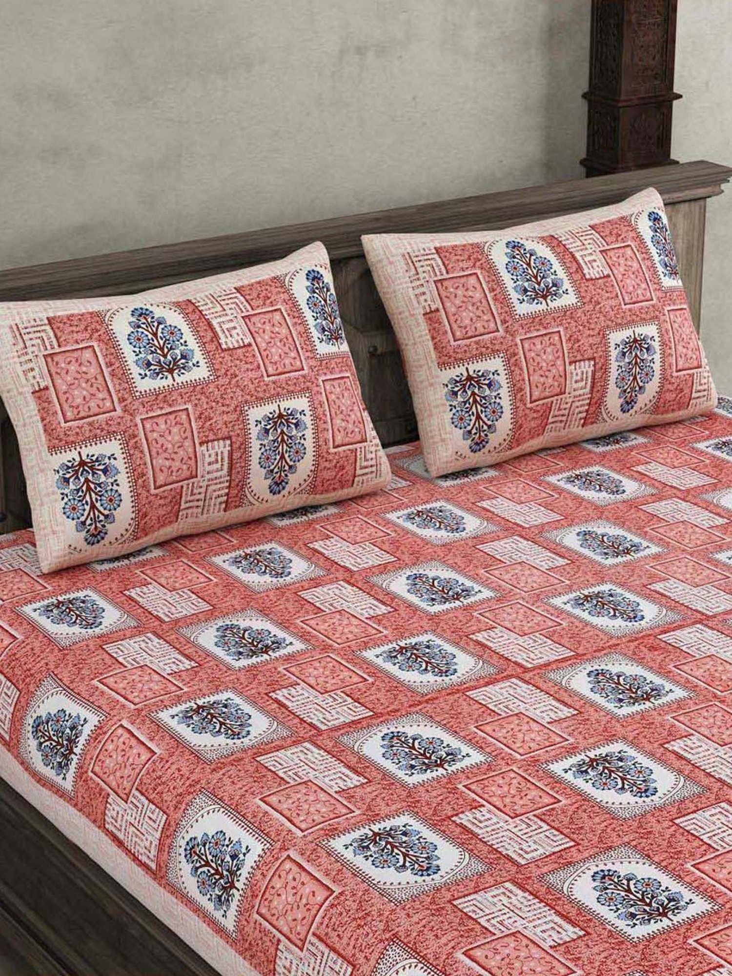 JaipurFabric Apple Cotton 180 TC Double Bedsheet with 2 Pillow Covers