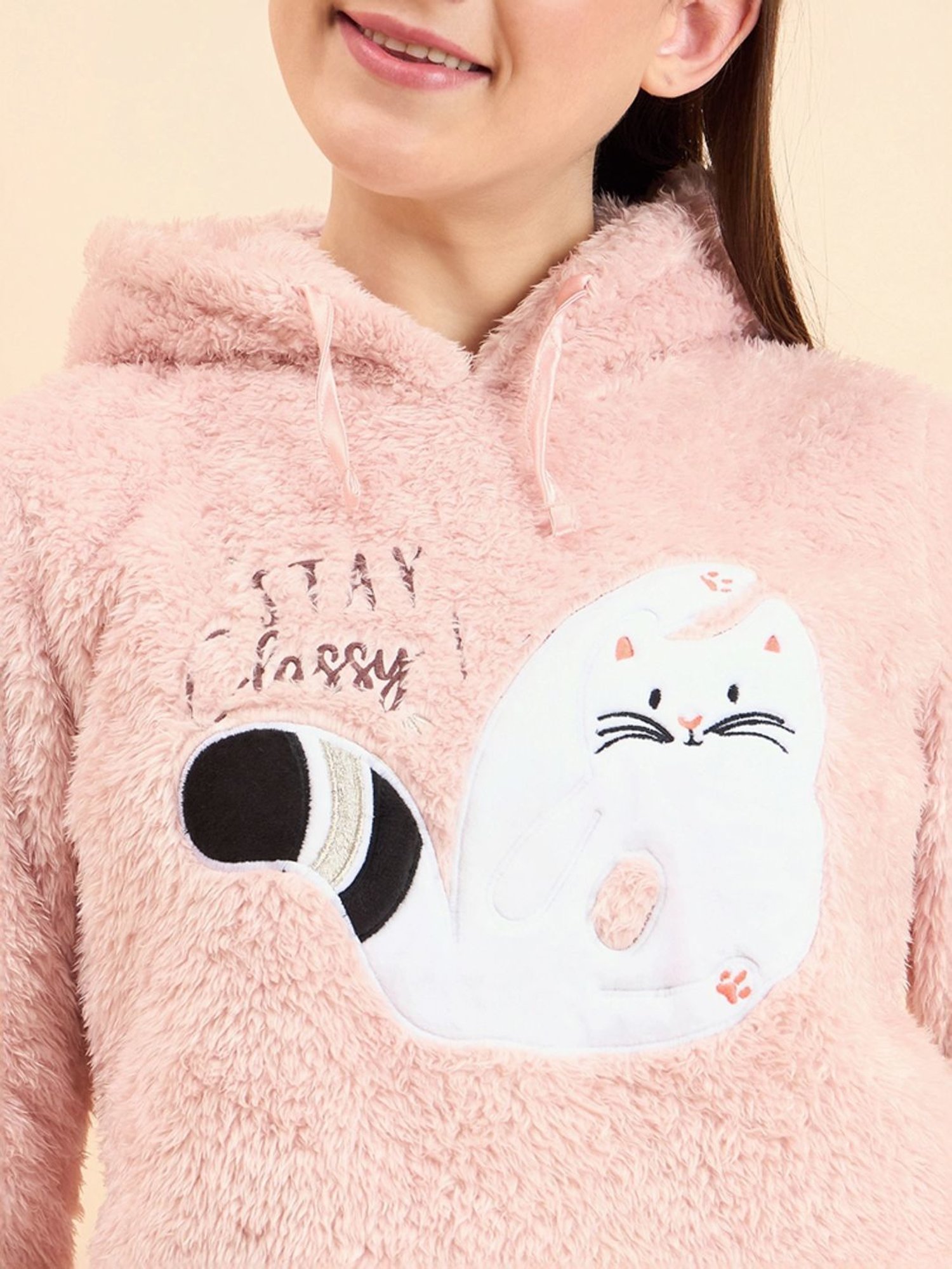 Sweet Dreams Baby Pink Printed Hoodie Track Pant Set