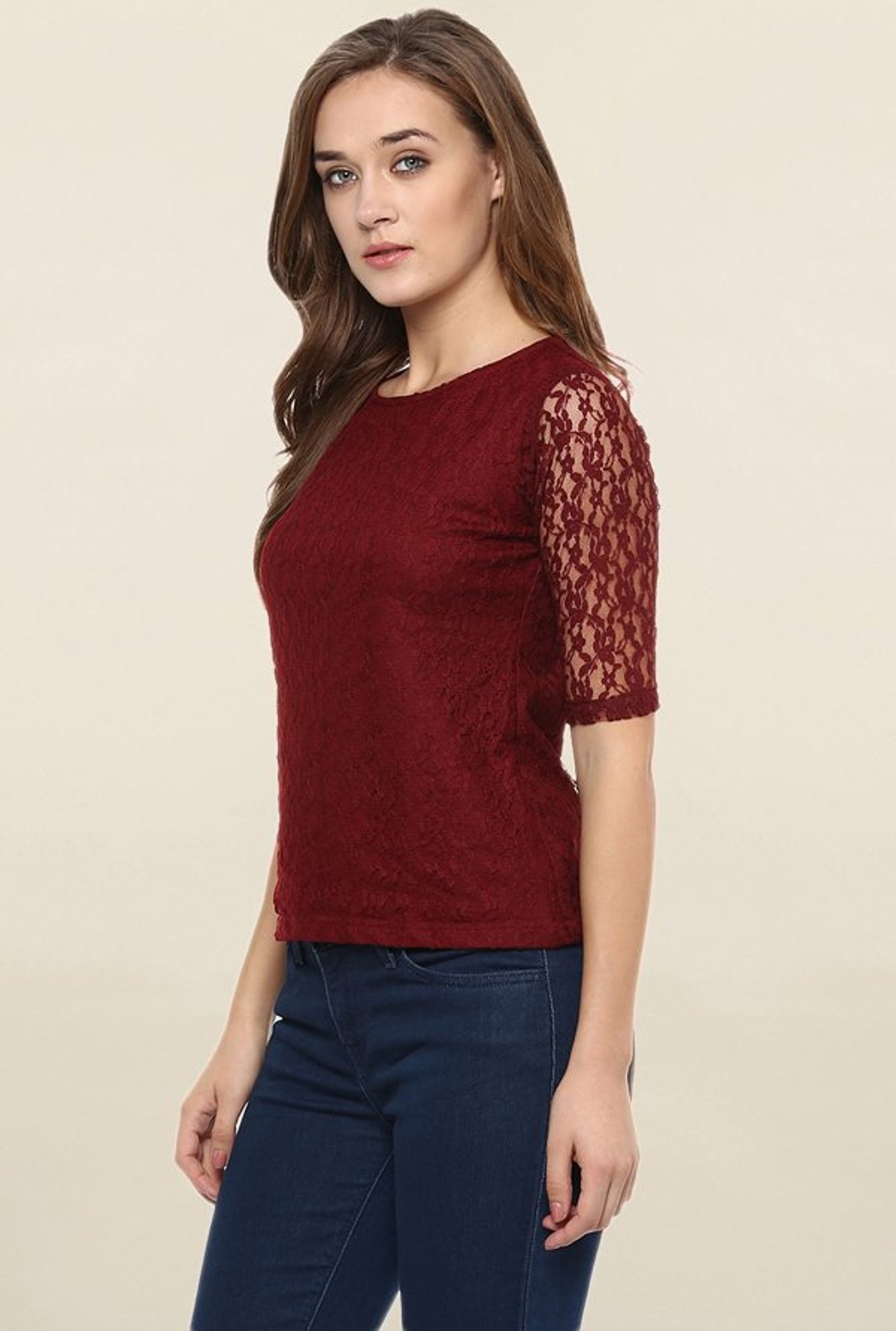 Miss Chase Maroon Lace Top