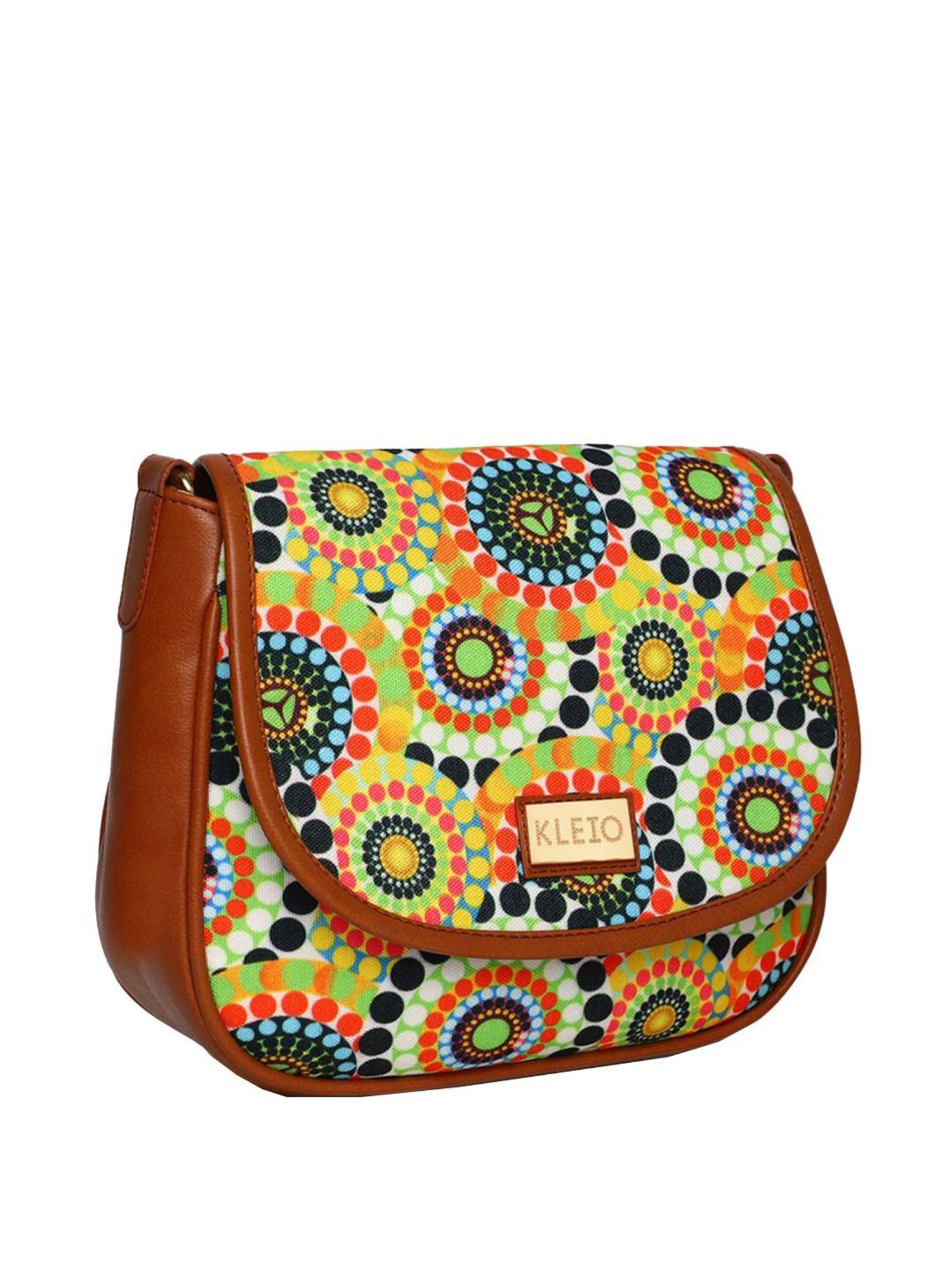 KLEIO Tan Printed Medium Sling Handbag