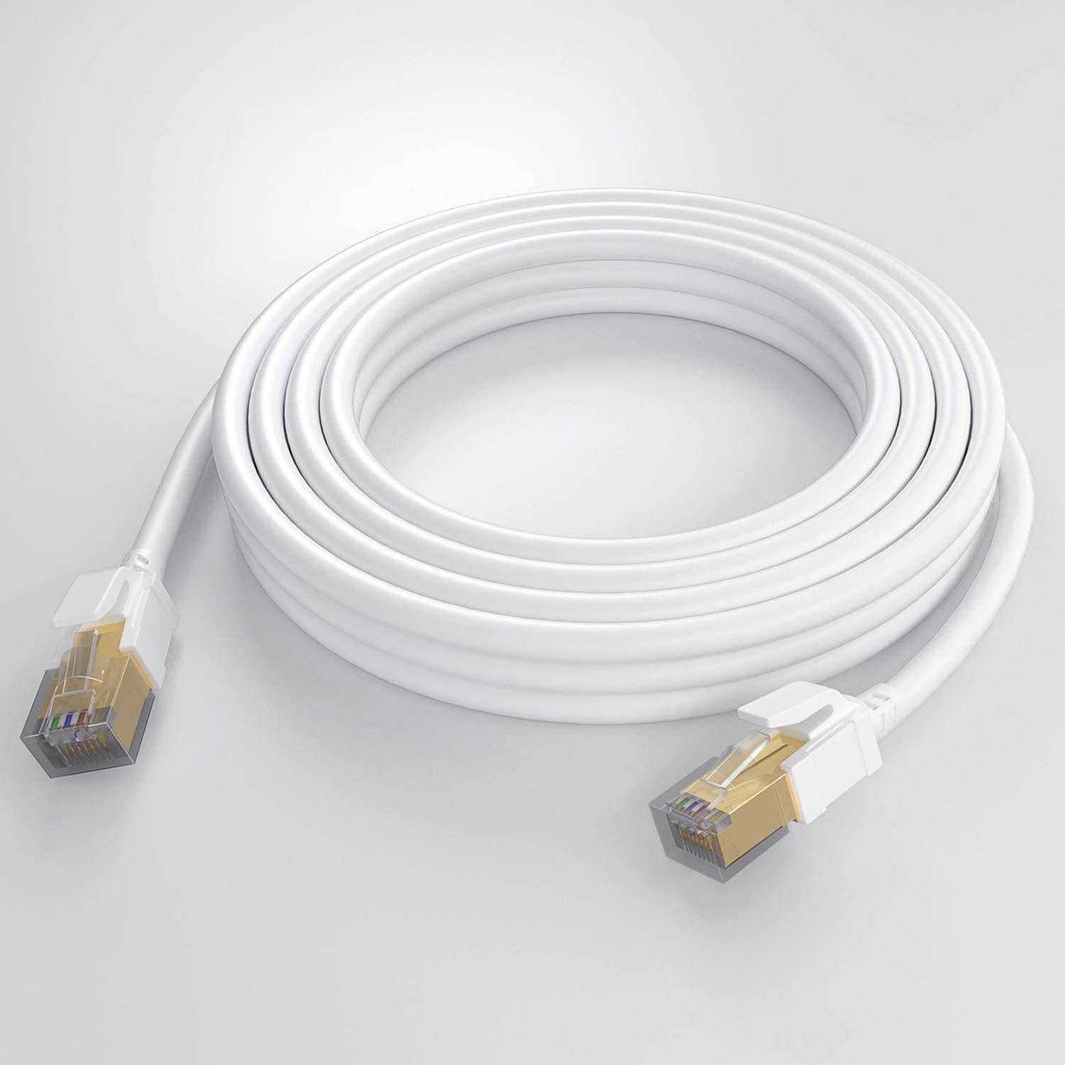 Cat8 Ethernet Cable 6FT Shielded RJ45 LAN Internet Network Cable 40Gbps 2000MHz Gigabit Patch Cord Wire for Modem Router PS3 PS4 Xbox (White)