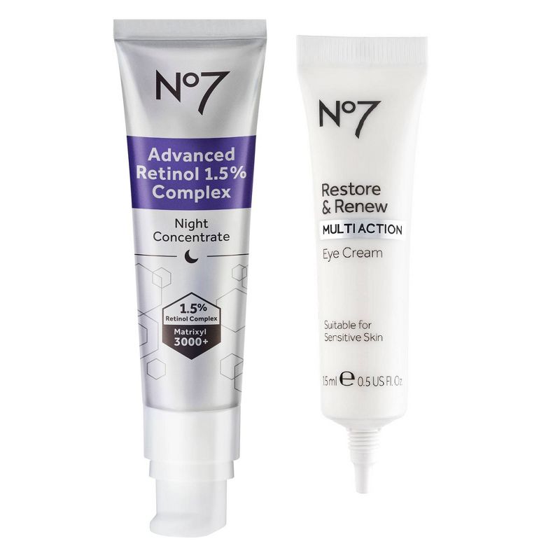 No7 Retinol 1.5% Complex Night Concentrate and Restore & Renew Multi Action Eye Cream Duo - 2ct