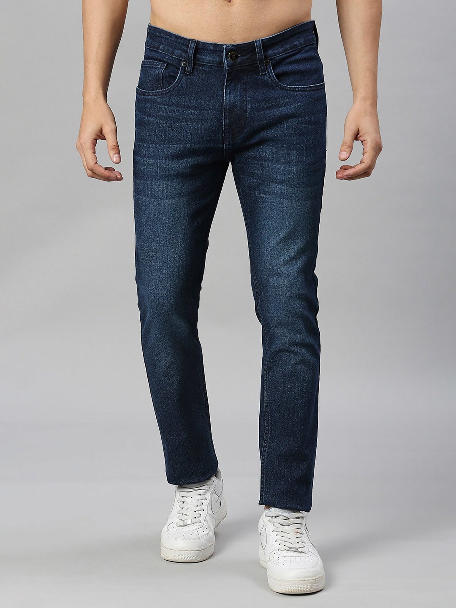 Thomas Scott Dark Blue Slim Fit Lightly Washed Jeans