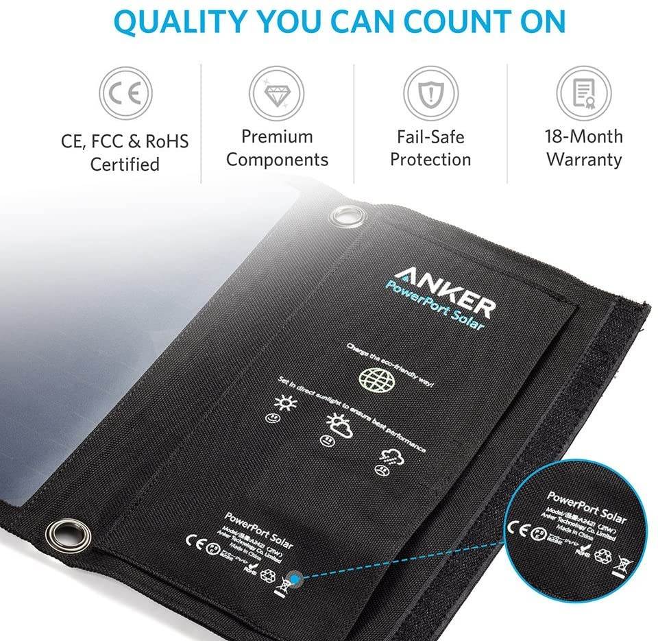 Solar Panel, Anker 21W 2-Port USB Portable Solar Charger with Foldable Panel, PowerPort Solar for iPhone 11/Xs/XS Max/XR/X/8/7, iPad Pro/Air/Mini, Galaxy S9/S8/S7/S6, and More