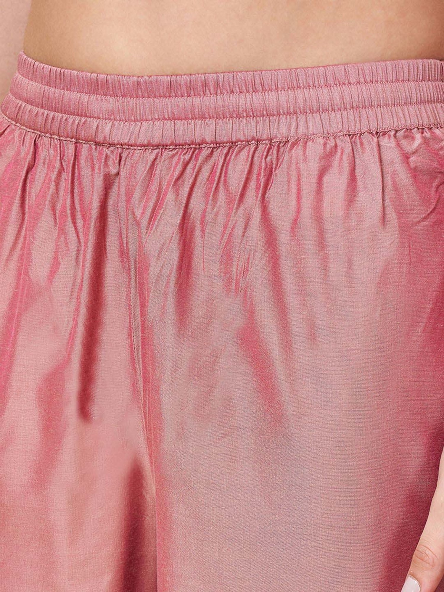 Rangmanch by Pantaloons Pink Plain Kurta Palazzo Set With Dupatta