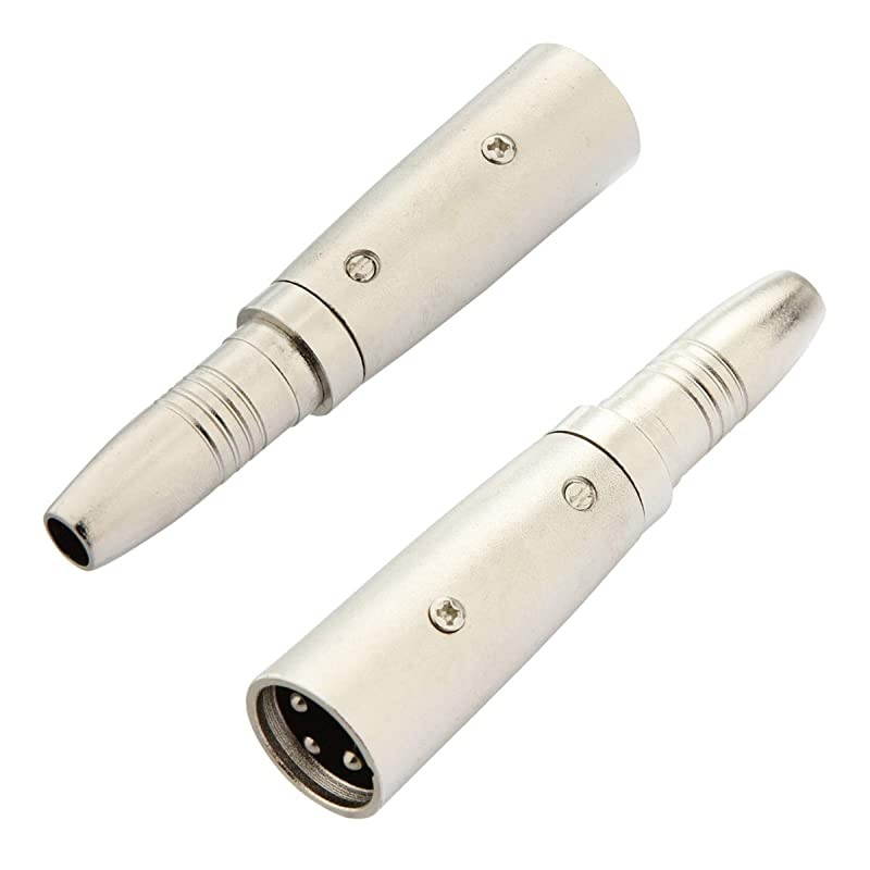 XLR 3-pin Male to 1/4 inch 6.35mm Female Socket Audio Adapter Gender Changer Connector, Silver, 2 Pack -