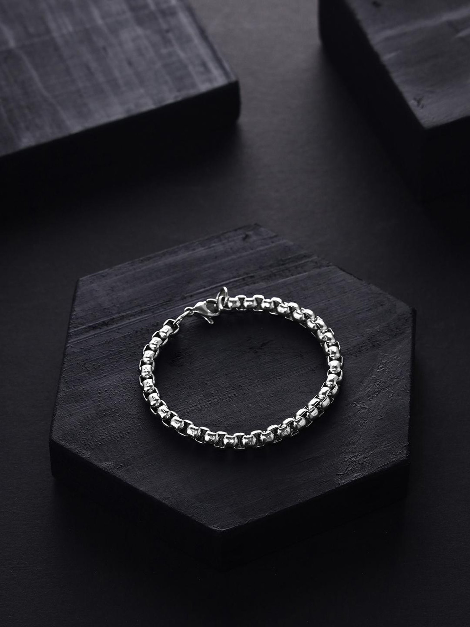 Bold by Priyaasi Men's Bracelet with Silver Plated Finish for Classic Style