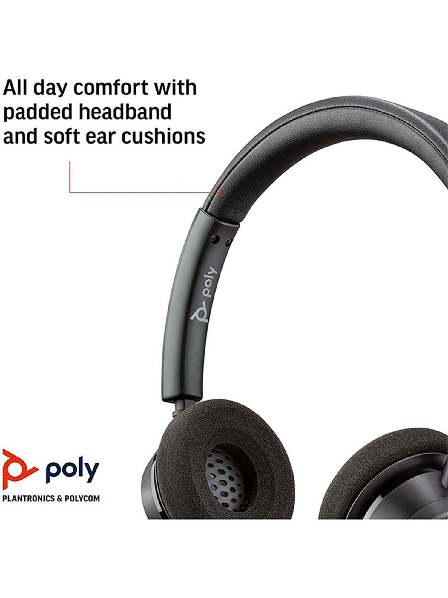 Poly Blackwire 3320 BW3320 Wired Headphone with Microphone (Black)