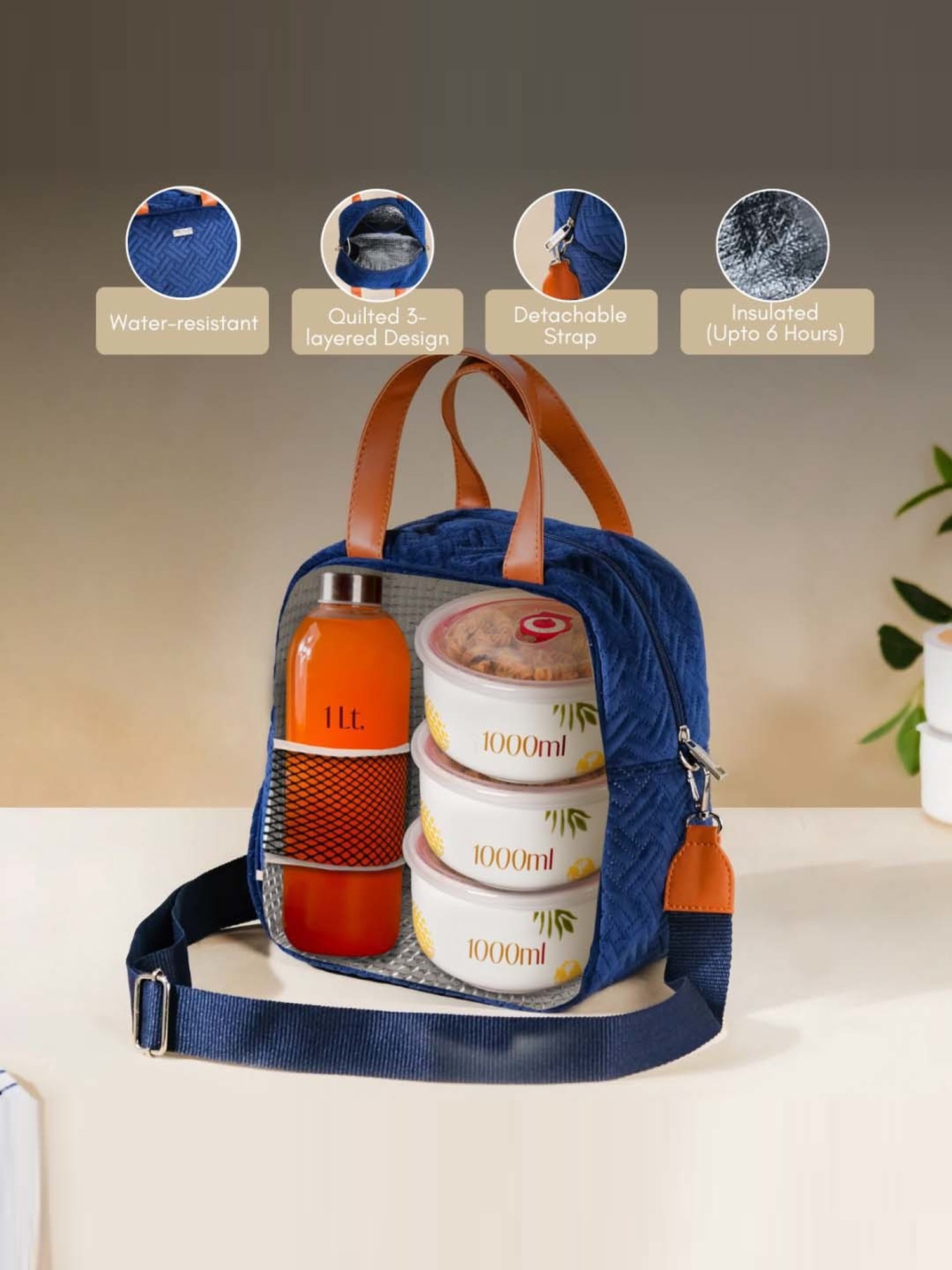 Nestasia Thermal Insulated Lunch Bag Blue 10l