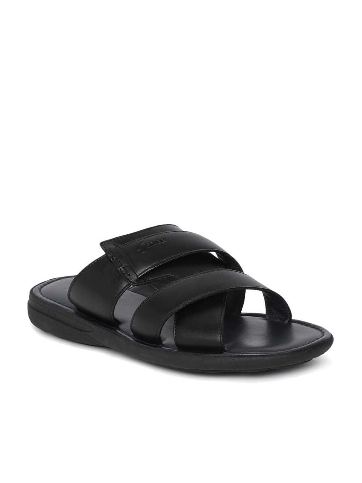 Gabicci Men's Black Cross Strap Sandals