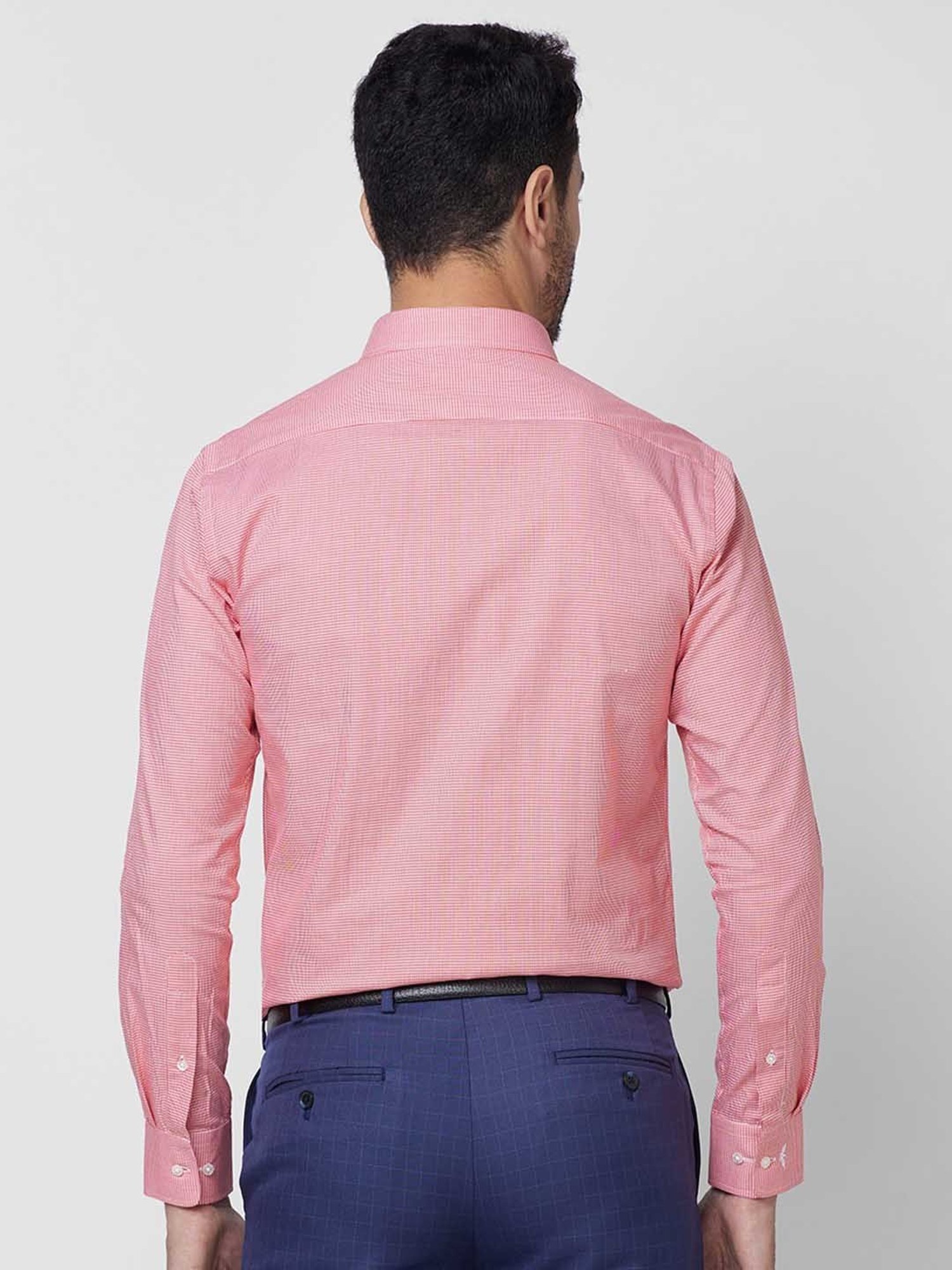 Park Avenue Red Slim Fit Self Design Shirt