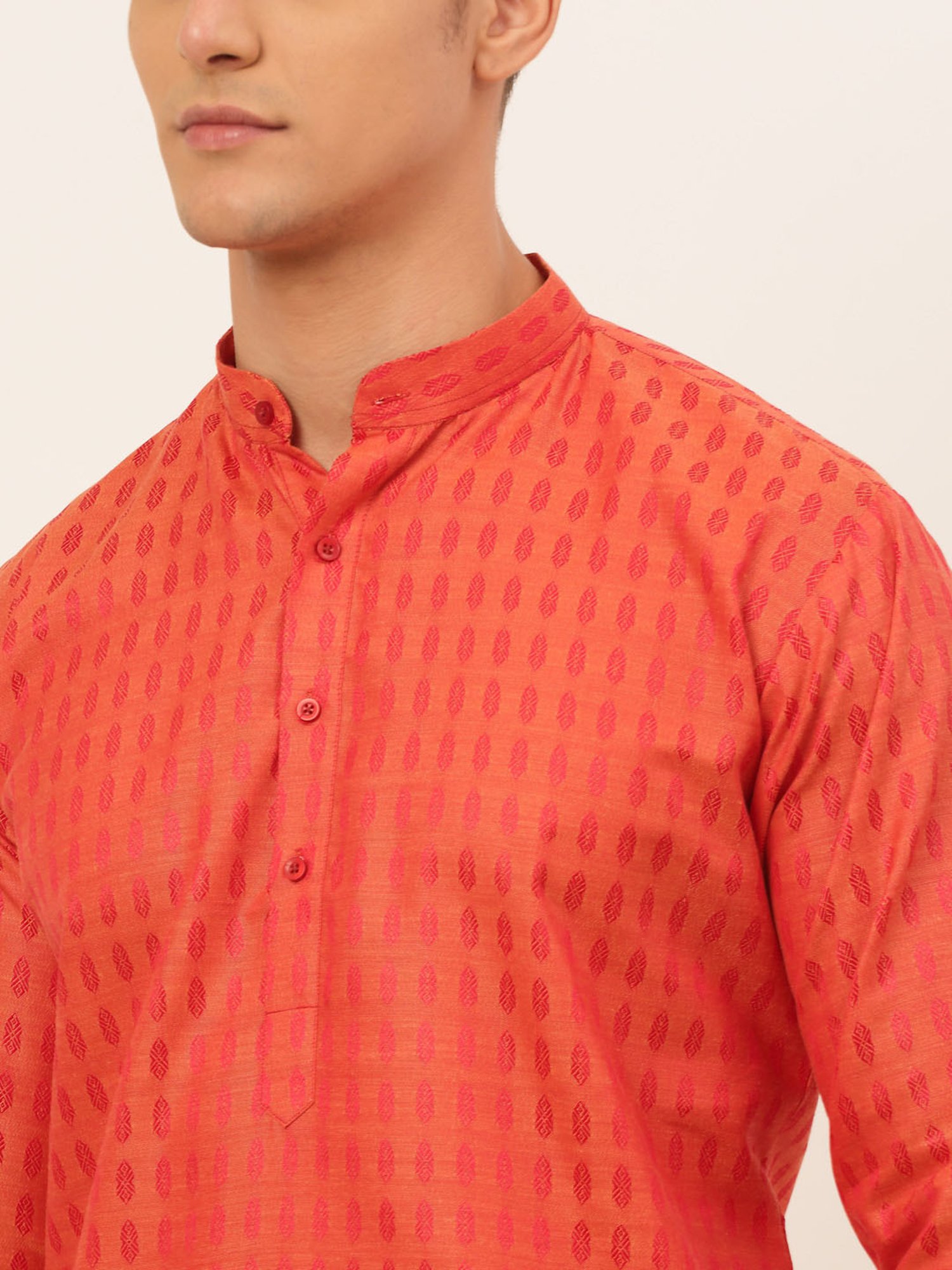 Jompers Red Regular Fit Printed Kurta Set