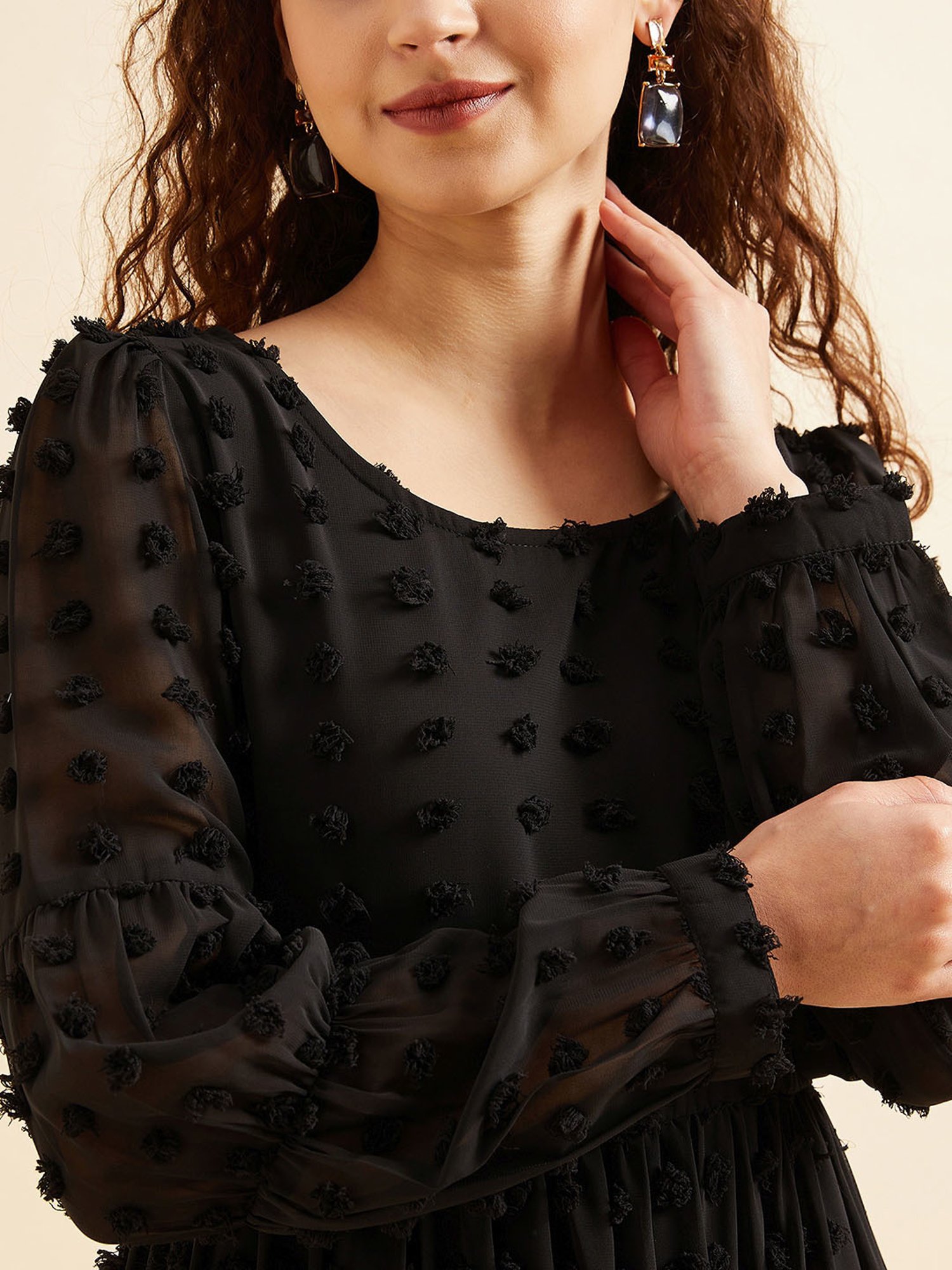 PANIT Black Self Design Ethnic Dress