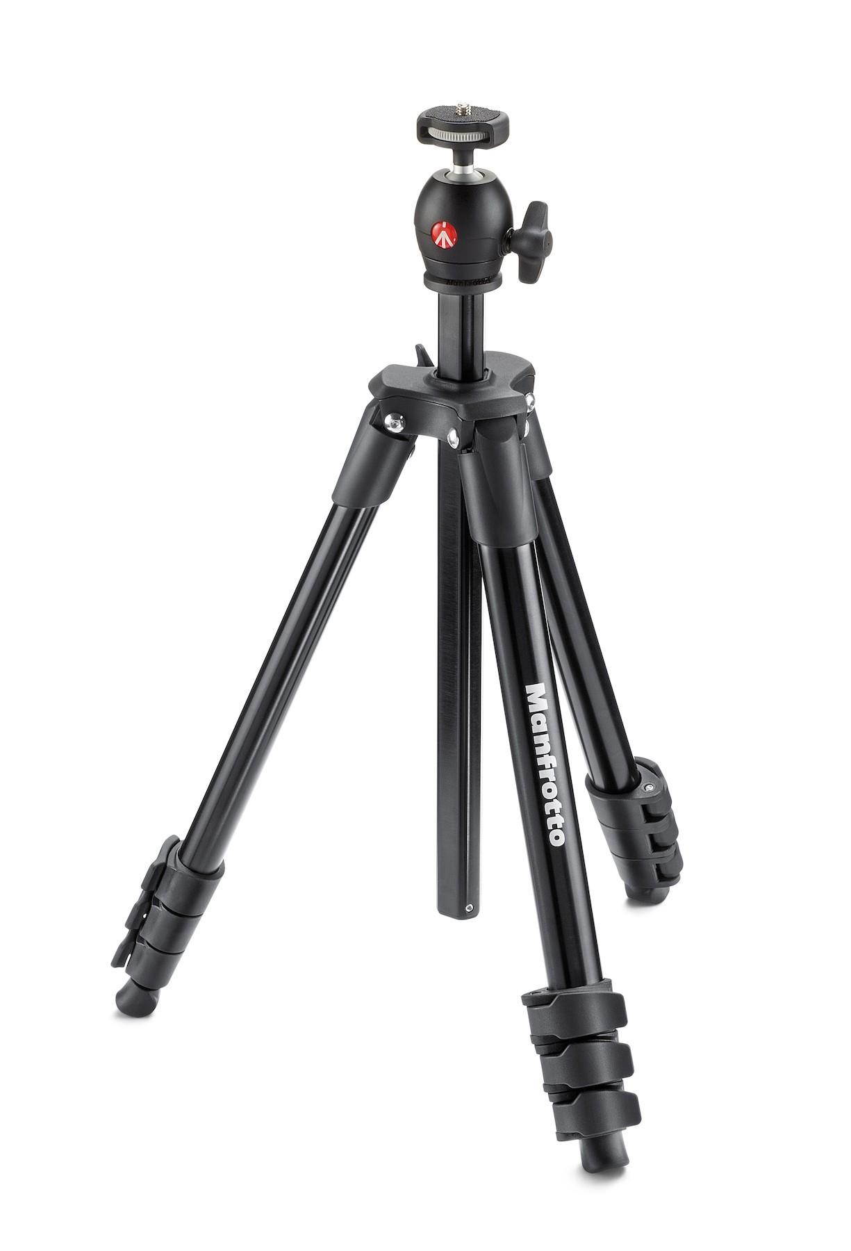 Manfrotto 4-Section Compact Light Aluminum Tripod with Built-in Ballhead, Black