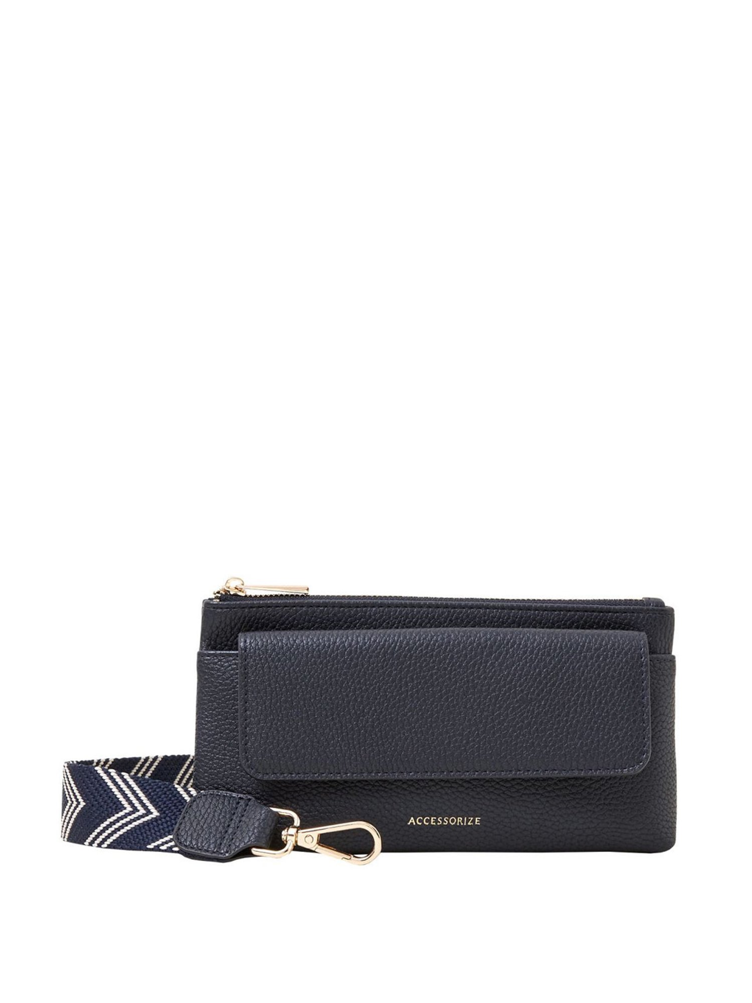 Accessorize London Navy Faux Leather Solid Mobile Pouch
