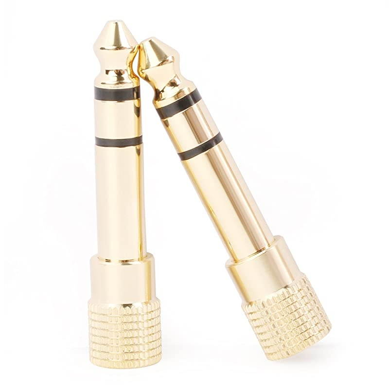635mm 14 inch to 35mm 18 inch Stereo Audio Adapter Male to Female Gold Plated2Pack