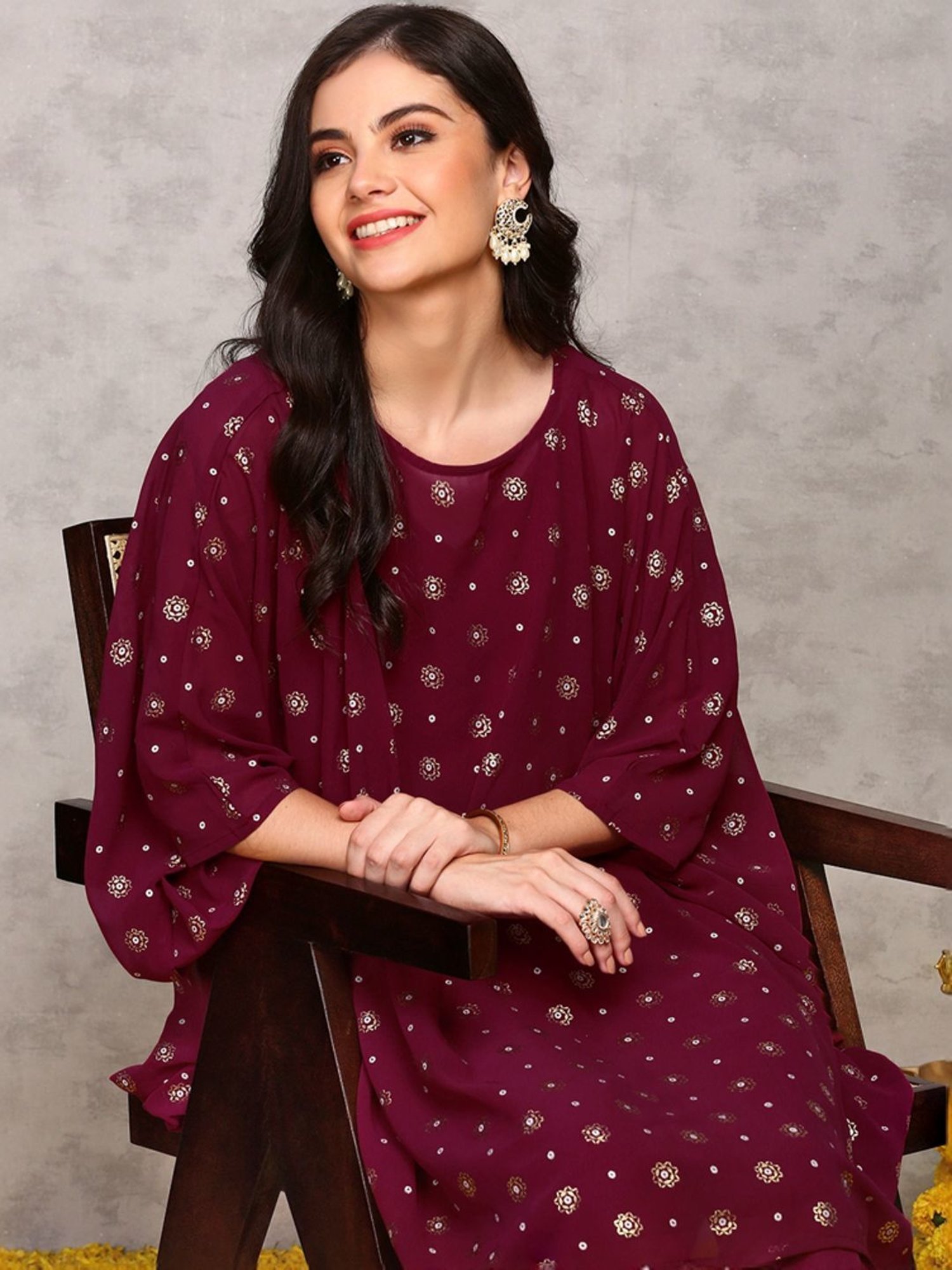 Ishin Pink Printed Kurti & Pants Set