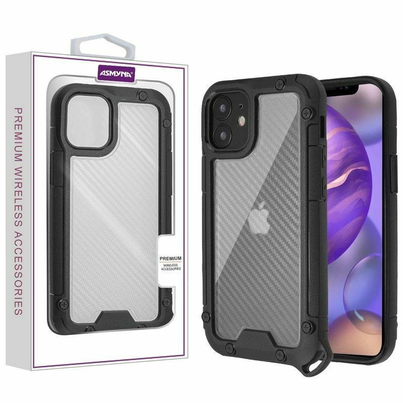 For  iPhone 12 Mini 5.4" Clear Black Carbon Fiber TPU Hybrid Plastic Case