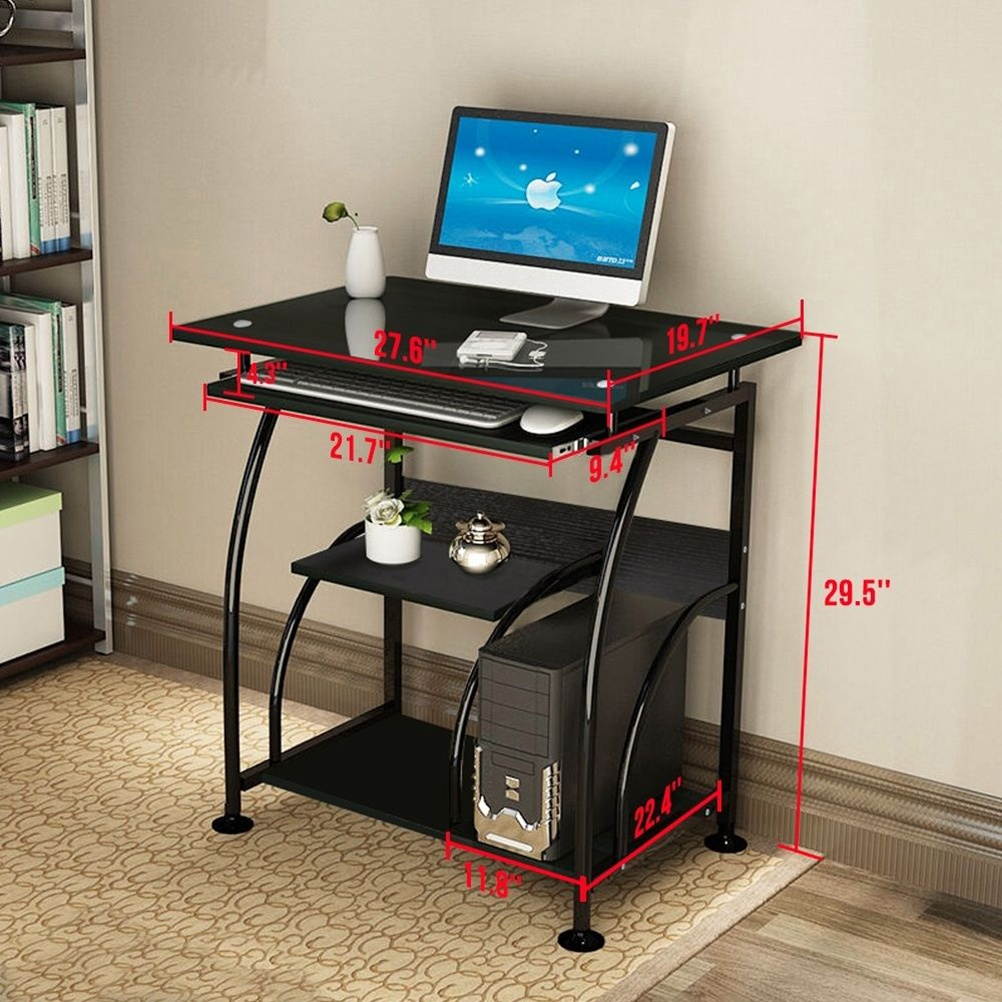 HOMEMAXS 29" Computer Desk, 4 Floor Game Tablefor Small Space with Keyboard Drawer, Chassis Rack and Shelf