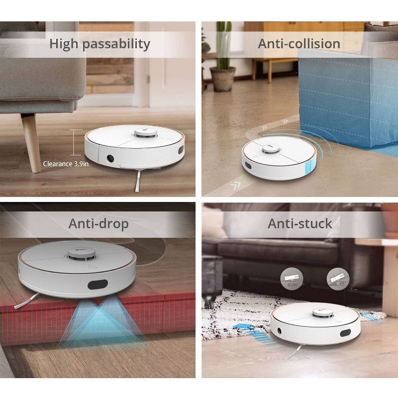 bObsweep PetHair Vision Wi-Fi Connected Robot Vacuum Cleaner and Mop - Steel