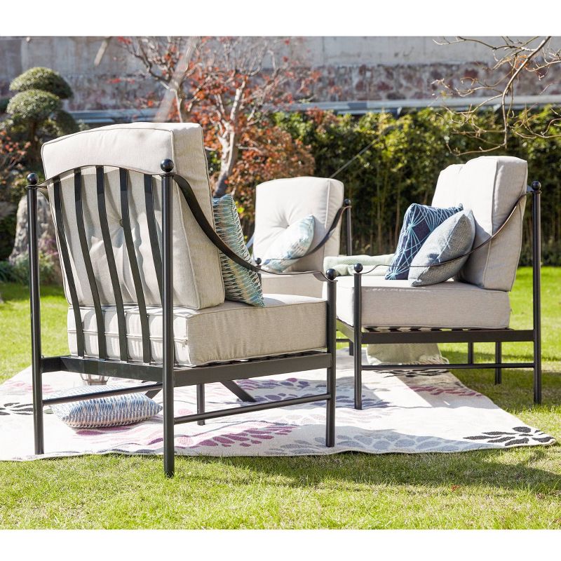2pc Steel Outdoor Patio Accent Chairs Cream - Lokatse