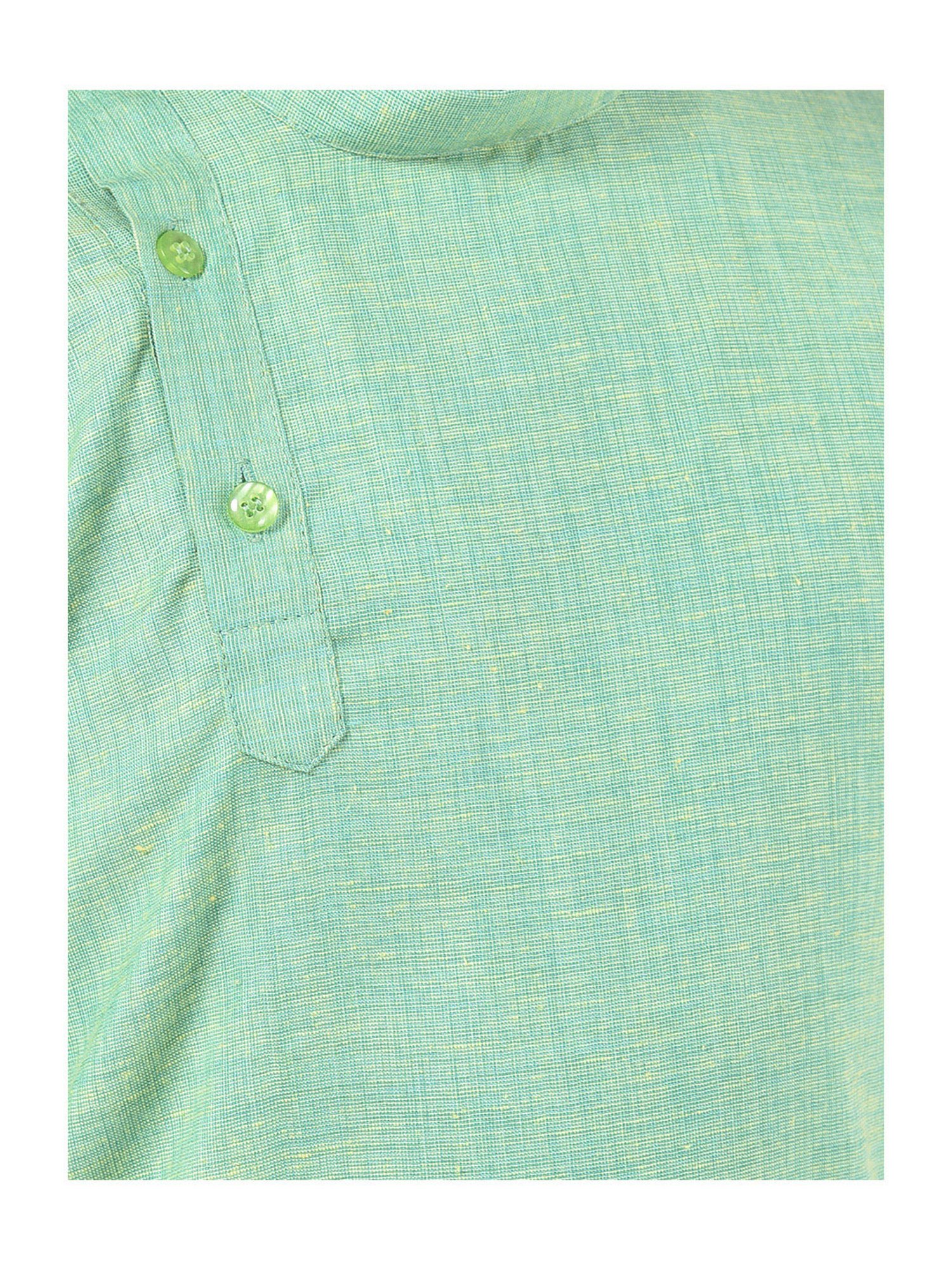 Deyann Kids Green & White Solid Full Sleeves Kurta with Pyjamas