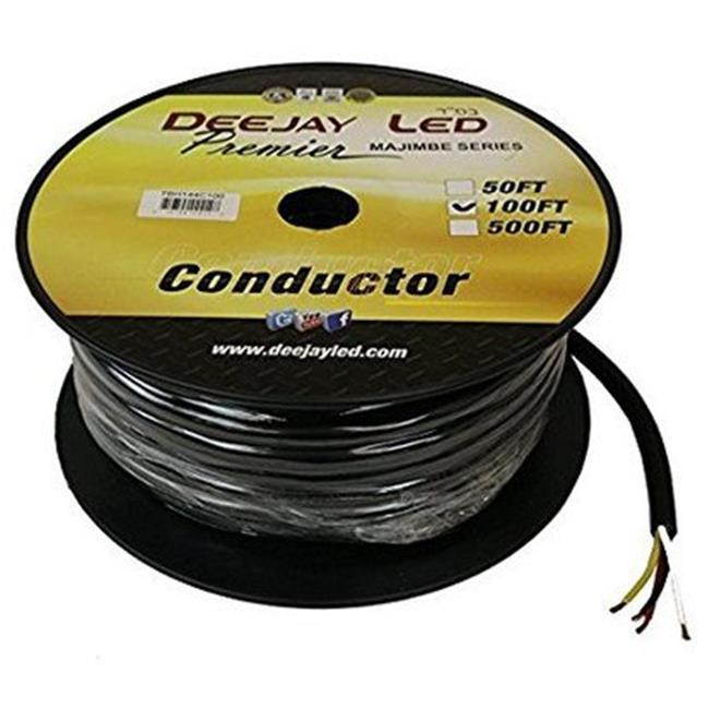 Deejay Led 100 Feet Of Four Conductor 14 Gauge Cable In Black Flexible Casing.