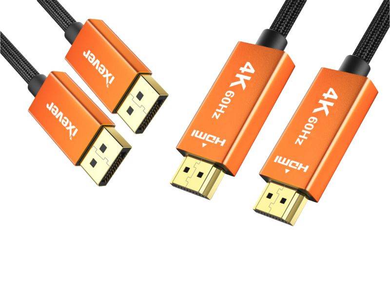 DP DisplayPort to HDMI Cable 10ft 4K@60Hz, iXever Disiplay Port  to HDMI 3M Male to Male, Nylon Braided Gold-Plated Aluminum Shell, Compatible for HDTV, Monitor, AMD, NVIDIA, Lenovo, HP and More