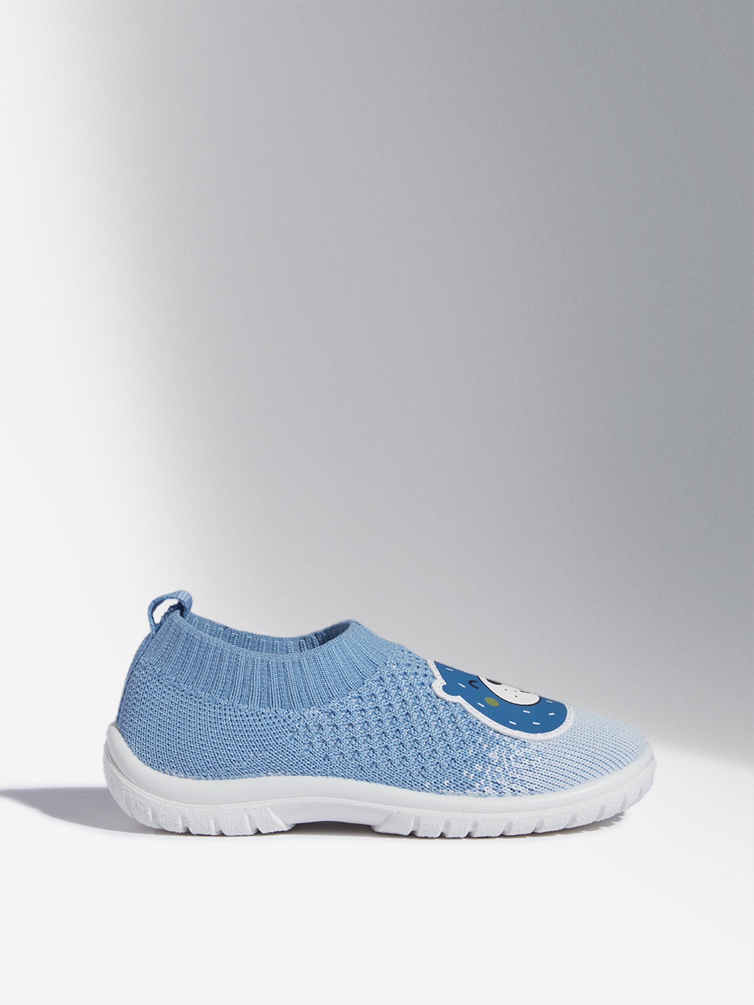 Yellow by Westside Blue Bear Applique Knitted Shoes