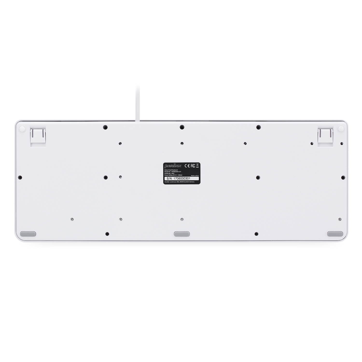 Perixx PERIBOARD-517 Wired Water Proof Keyboard, IP 65 Dust and Water Proof, Black, 24 Anti-Gosting Keys, US English Standard Layout