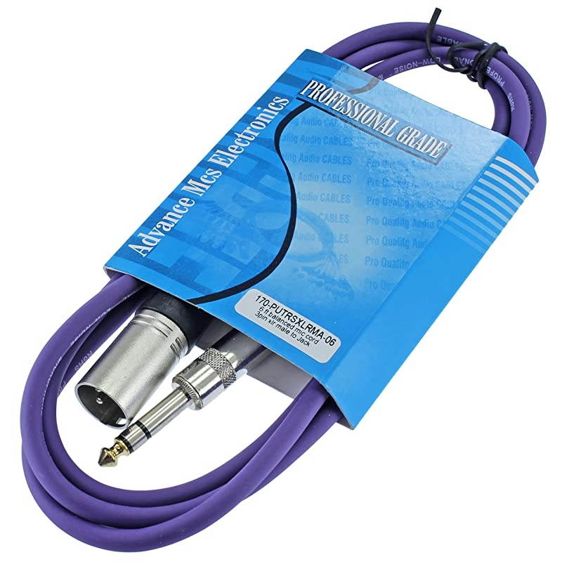 1/4" TRS to 3 Pin XLR Male Pro Audio Patch Cable Balanced and Shielded (6 Foot Feet ft Long, White)