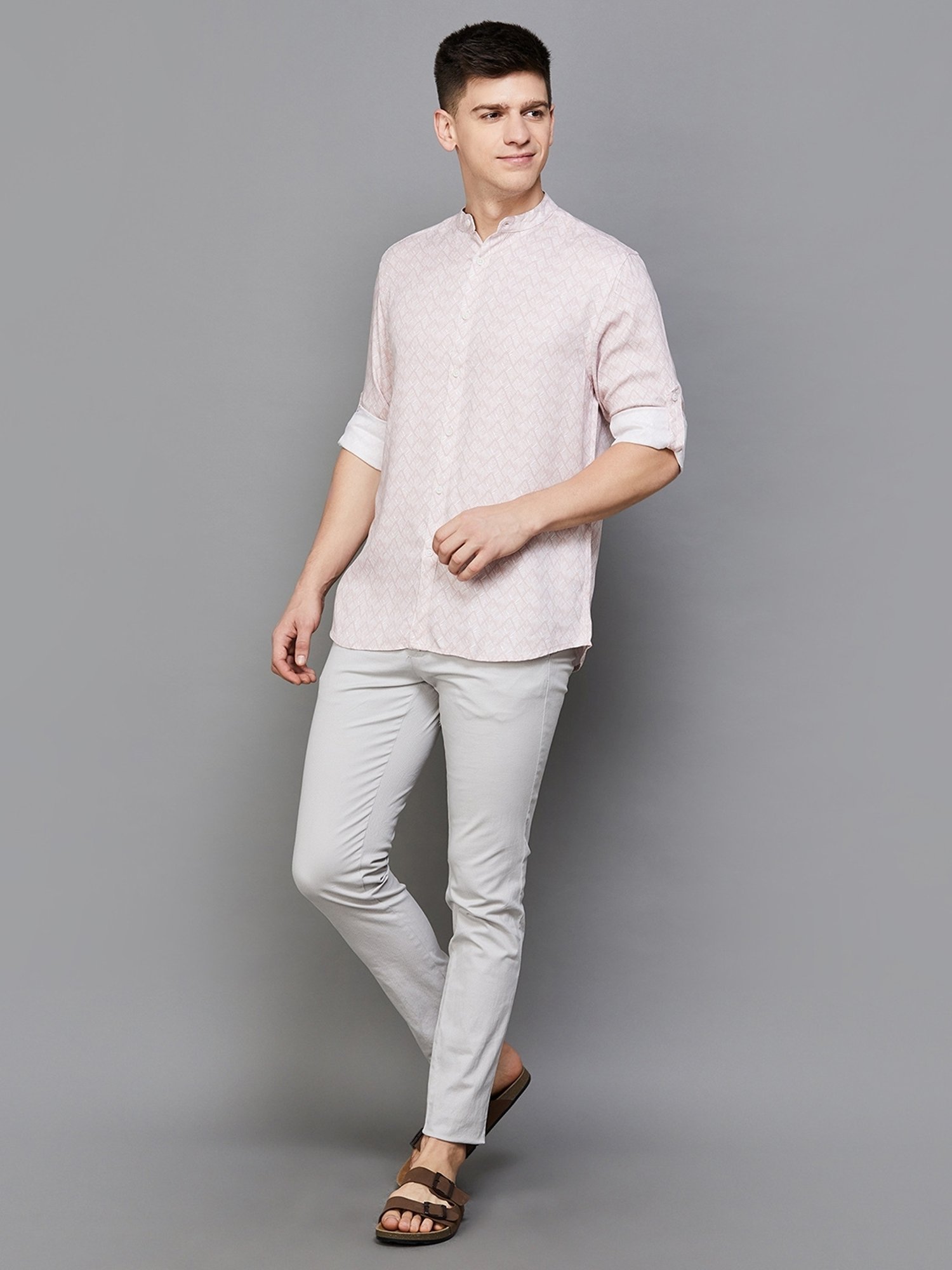 Kuons Avenue Cobalt Blue Slim Fit Denim Shirt