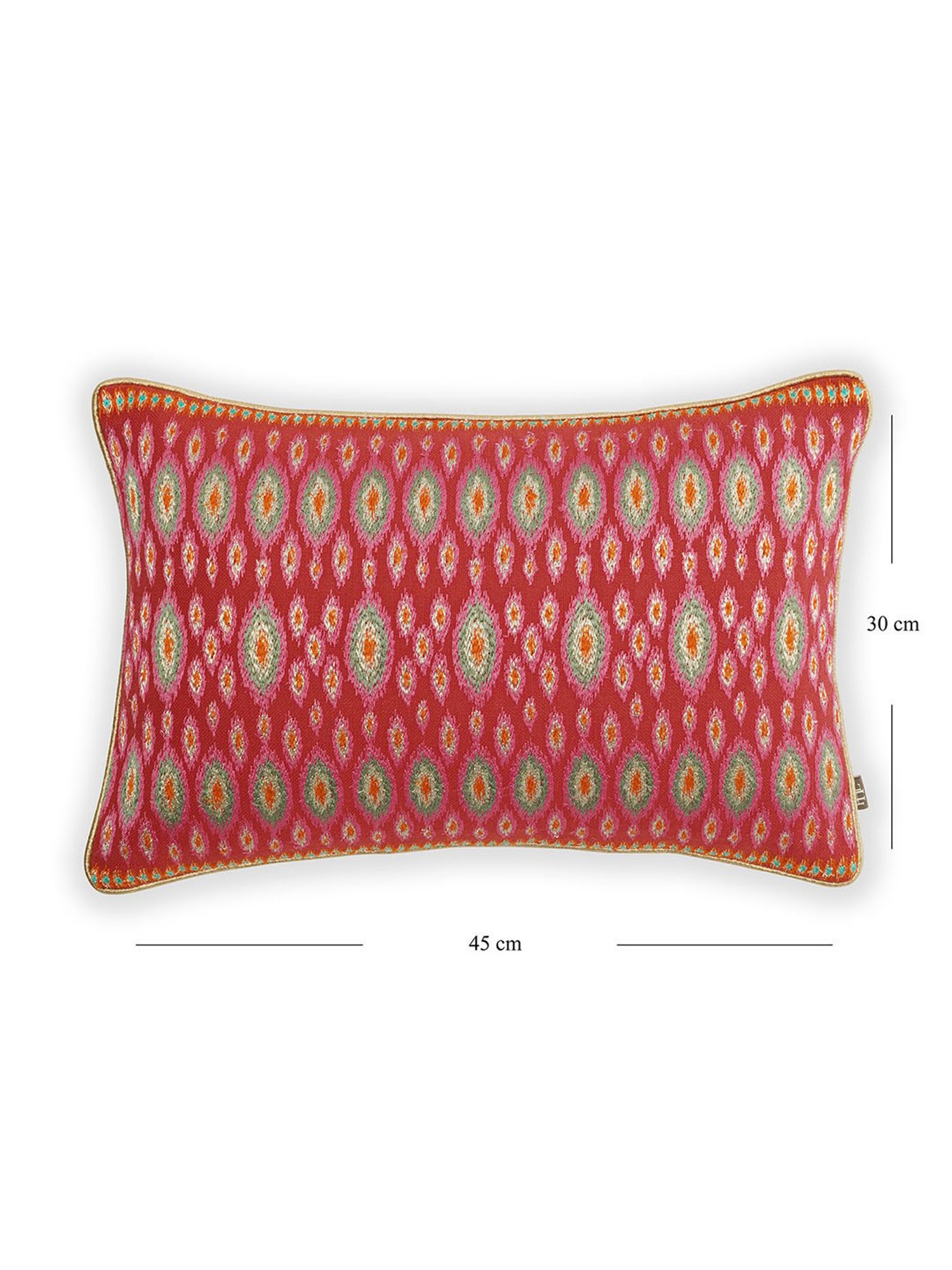 Pure Home and Living Pink Cotton Embroidery Cushion Cover