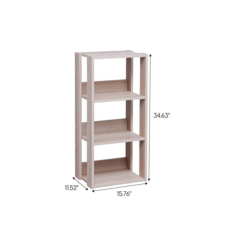 USA OWR400N 3Shelf Open Wood Shelving Unit Medium Natural