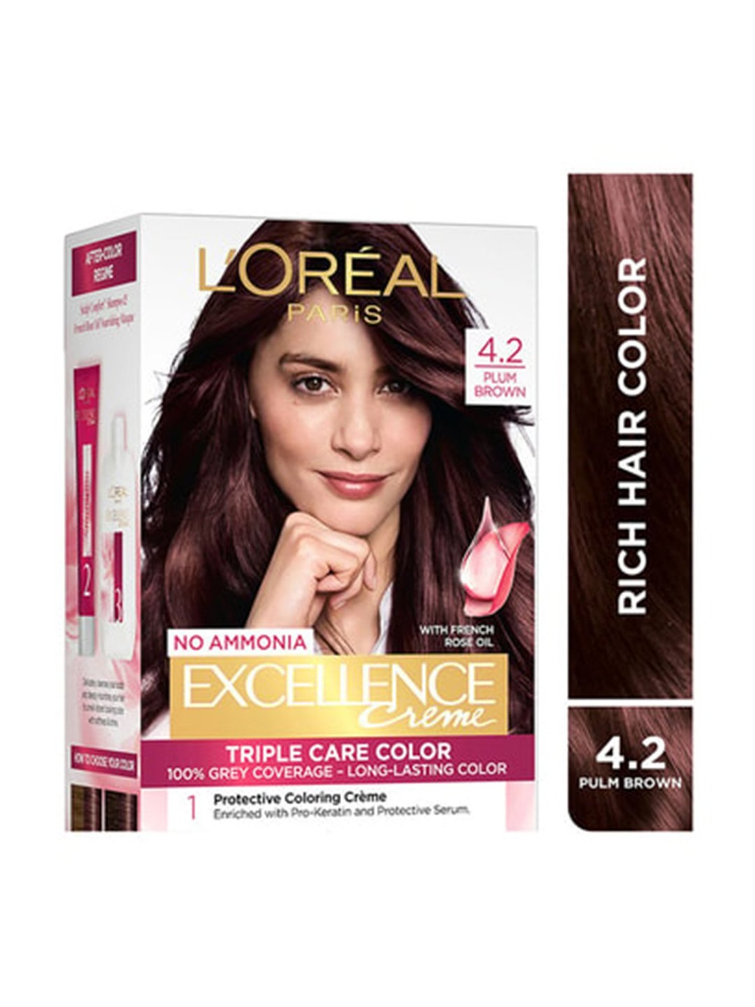 L'Oreal Paris Excellence Creme Hair Color 4.2 Plum Brown - 72 ml + 100 gm