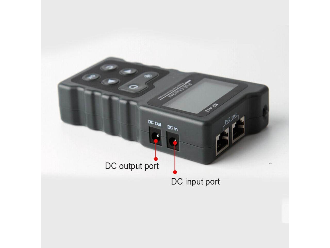 Noyafa NF-488 Inline PoE Voltage and Current Tester with Cable Tester Test midspan or endspan Test of real-time power,  current, voltage consumed by PD devices in PoE power  supply systems.