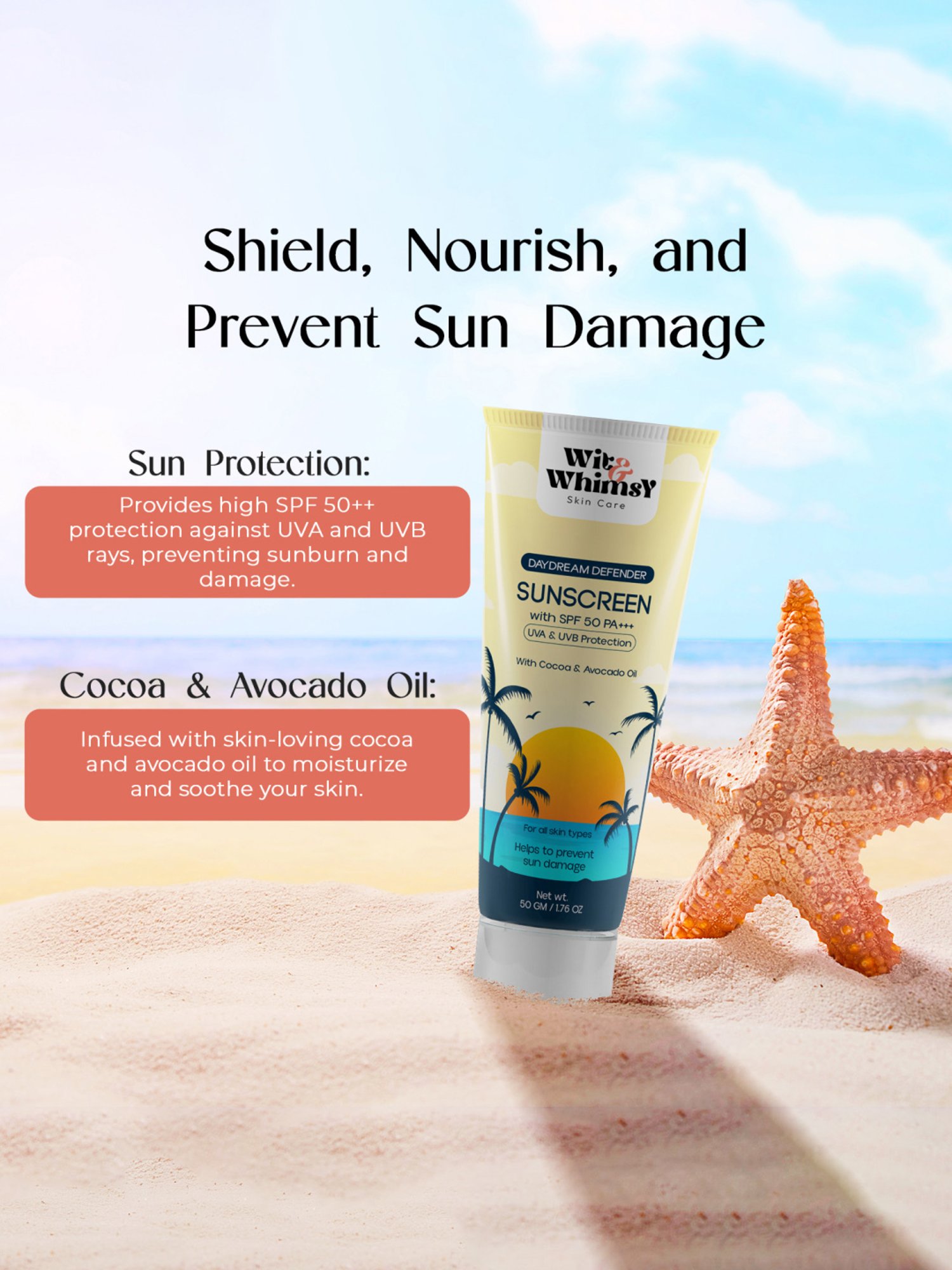 Wit & Whimsy Daydream Defender Suncreen with SPF 50 PA+++ - 50 gm